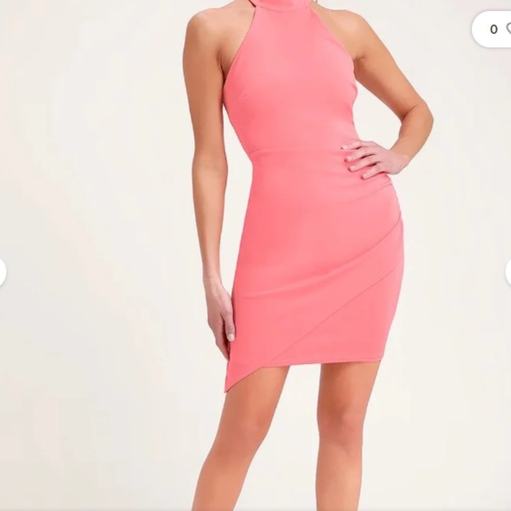 Pink Ruched Bodycon Halter Dress - Picture 4 of 10